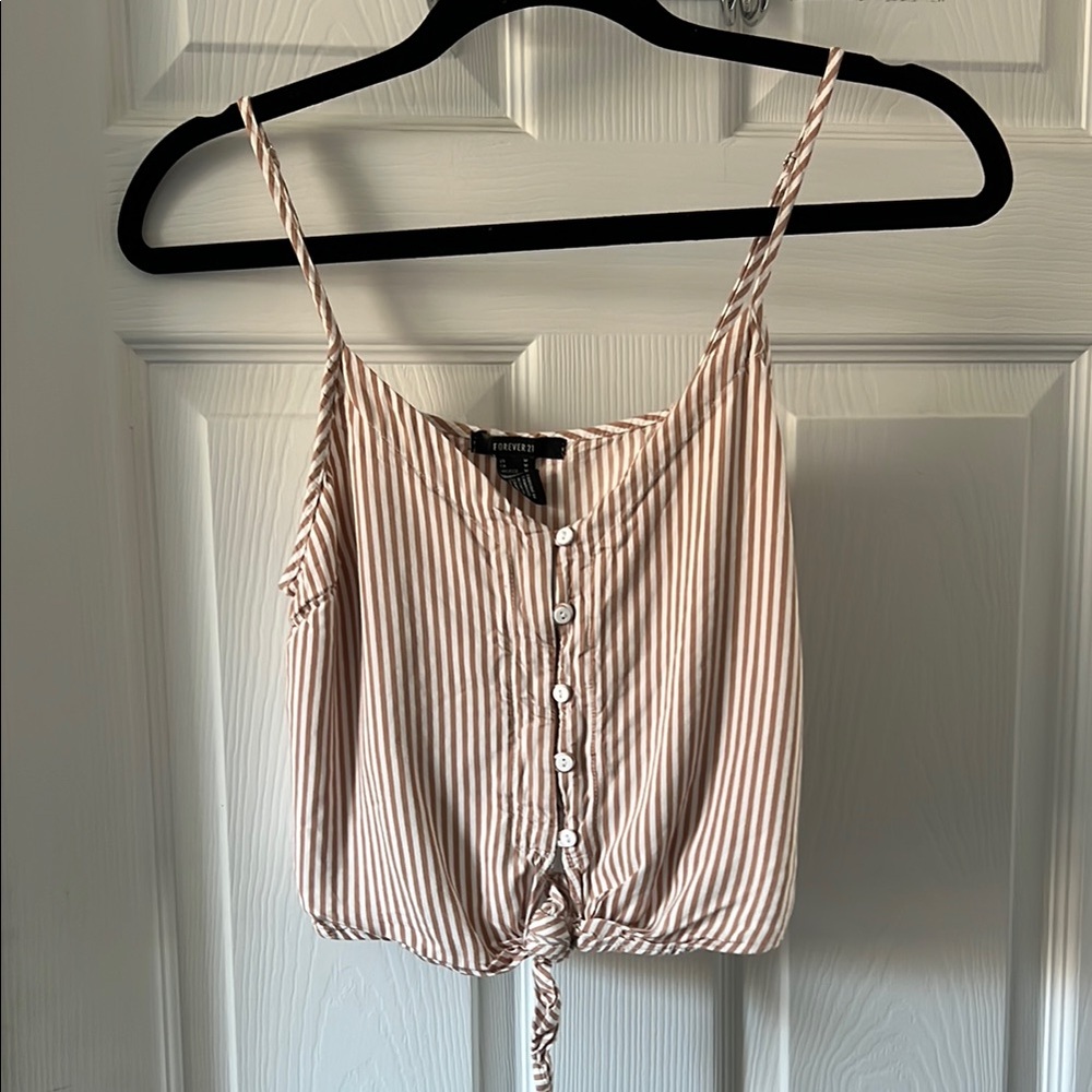 Striped Button-Down Crop Top